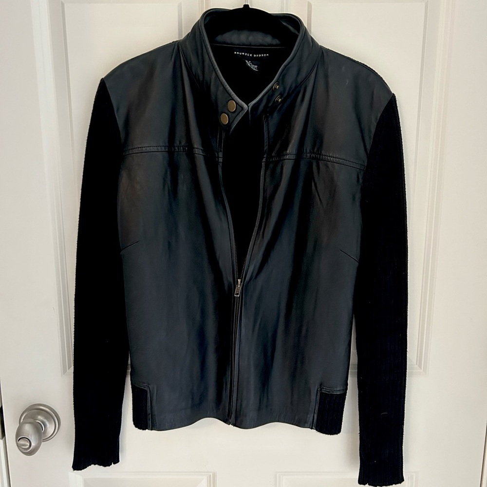 Vintage leather Maurice Sasson sweater jacket